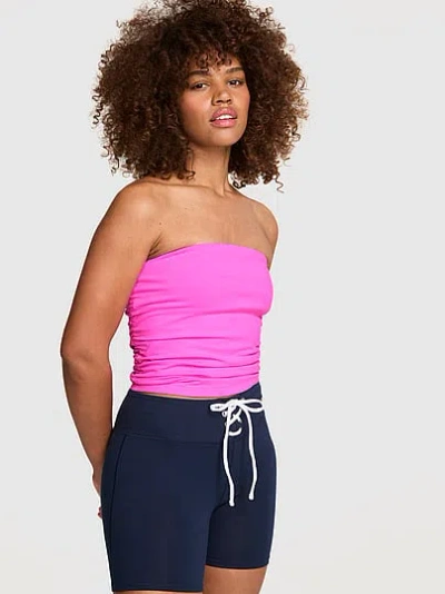 Pink All-day Cotton™ Side-ruched Tube Top In Multi