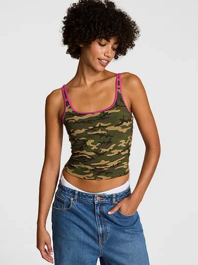 Pink All-day Cotton™ Square-neck Bra Tank In Multi