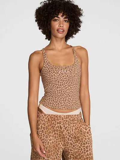 Pink All-day Cotton™ Square-neck Bra Tank In Animal Print