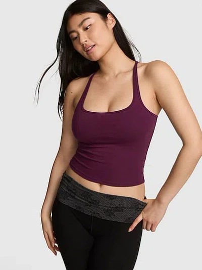 Pink All-day Cotton™ Square-neck Bra Tank In Purple