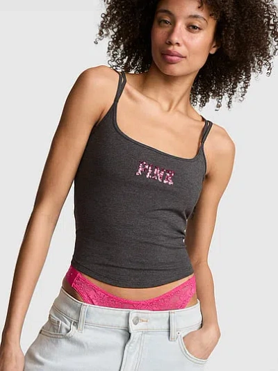 Pink All-day Cotton™ Strappy Tank Top In Gray