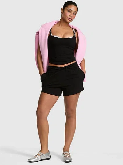 Pink All-day Cotton™ Twist-waist 4” Shorts In Black