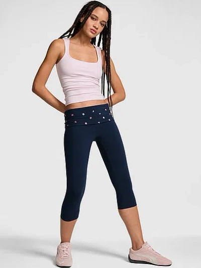 Pink All-day Cottonâ¢ Foldover Capri Leggings In Blue