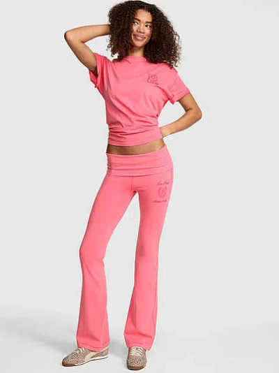 Pink All-day Cottonâ¢ Foldover Flare Leggings In