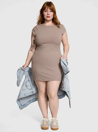 Pink All-day Soft Rib Bodycon Dress In Brown