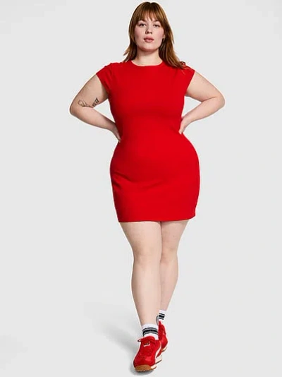 Pink All-day Soft Rib Bodycon Dress In Red