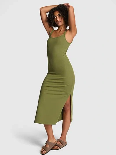 Pink All-day Soft Rib Bodycon Midi Dress In Green