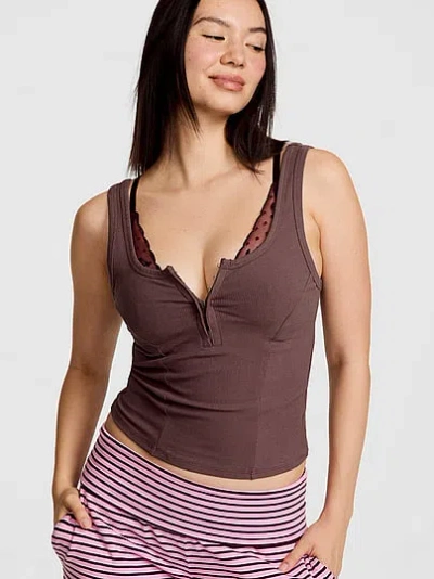 Pink All-day Soft Rib Hook-and-eye Tank Top In Brown