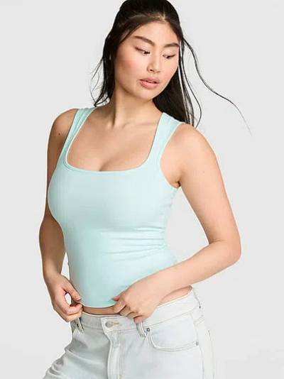 Pink All-day Soft Rib Square-neck Tank Top In Blue