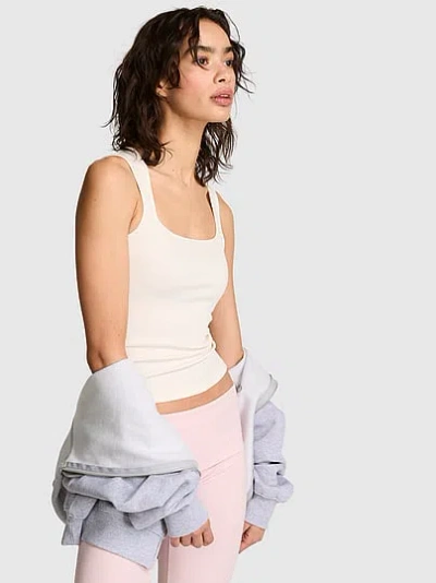 Pink All-day Soft Rib Square-neck Tank Top In Neutral