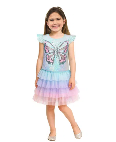 Pink & Violet Kids' Girls' 2-6x Sequin Butterfly Top And Tutu Skirt, 2-piece Set In Multi