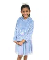 Pink & Violet Little Girls Faux Fur Unicorn Character Sweatshirt And Dress Set In Dusty Blue