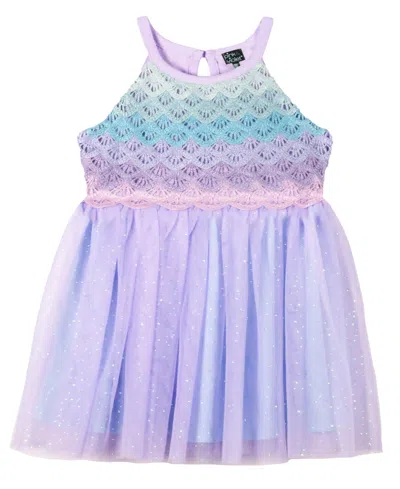 Pink & Violet Kids' Pink Violet Little Girls Sleeveless Mermaid Chrochet Mesh Dress In Lilac,blue