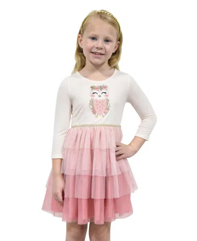 Pink & Violet Kids' Toddler And Little Girls Owl Tutu Dress In Champagne,multi