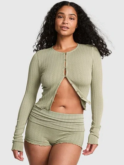 Pink Anywear Cropped Cardigangan In Green