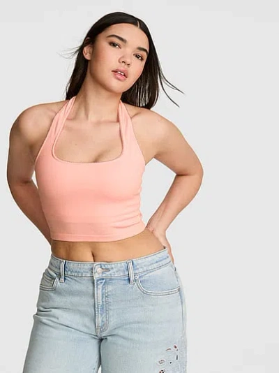 Pink Anywear Halter Cropped Tank In Orange