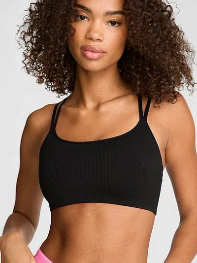 Pink Anywear Strappy Sports Bra In Black