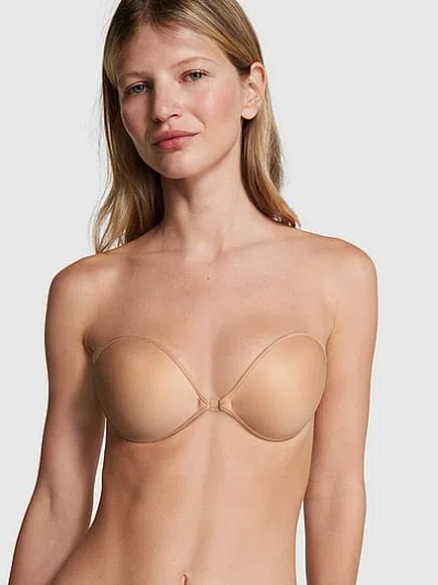 Pink Backless Strapless Bra In Neutral