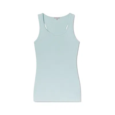 Pink Balls Charlie Racer Back Tank Top Cloudy Aqua In Blue