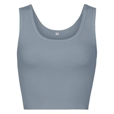 Pink Balls Scoop Crop Top Light Blue