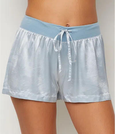 Pink Balls Women Satin Short Morning Blue