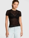 Pink Base Leopard Mesh Short- Sleeve Tee In Black