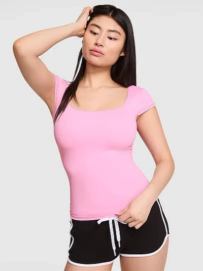 Pink Base Stretch™ Cap-sleeve Tee In