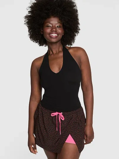 Pink Base Stretch™ Halter Tank Top In Black