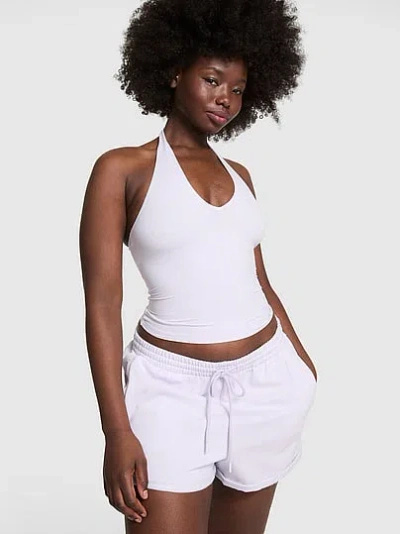 Pink Base Stretch™ Halter Tank Top In White