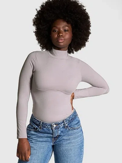 Pink Base Stretch™ Mock-neck Long-sleeve Top In Gray