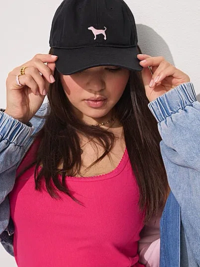 Pink Baseball Hat In Black