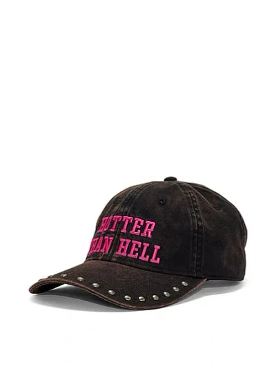 Pink Baseball Hat In Black