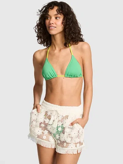 Pink Beach Blooms Crochet Shorts In Multi