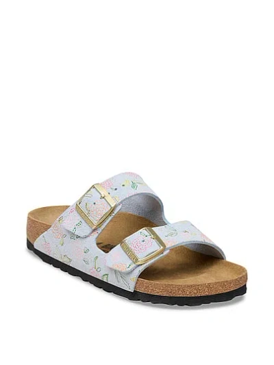 Pink Birkenstock Arizona Floral Printed Sandals In Blue