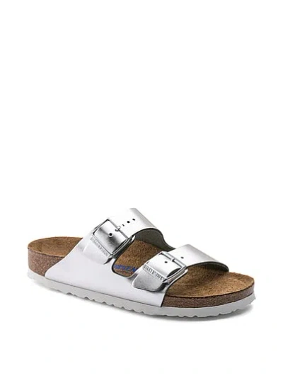 Pink Birkenstock Arizona Soft Footbed Sandals In Silver