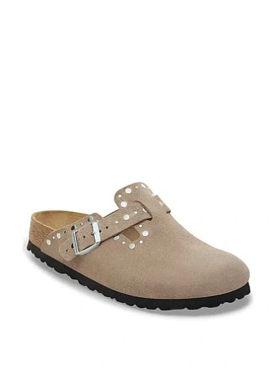 Pink Birkenstock Boston Rivets Clogs In Brown