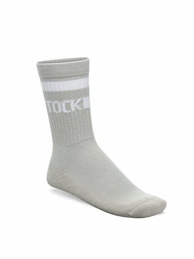 Pink Birkenstock Stripe Cotton Crew Socks In Gray