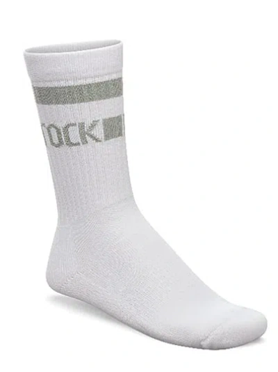 Pink Birkenstock Stripe Cotton Crew Socks In White