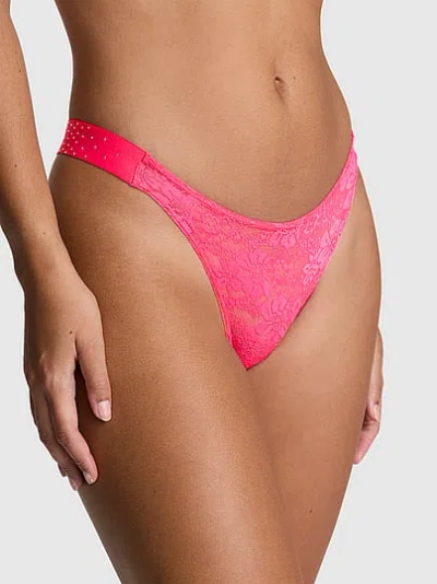 Pink Bling Lacie Logo Scoop Thong In