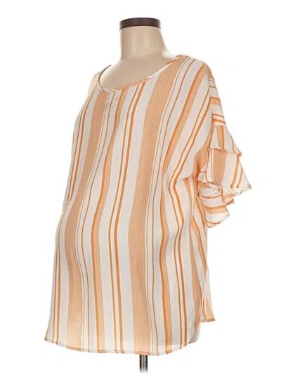 Pre-owned Pink Blush 3/4 Sleeve Blouse In Orange