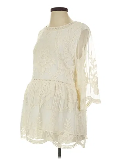 Pre-owned Pink Blush 3/4 Sleeve Blouse In White