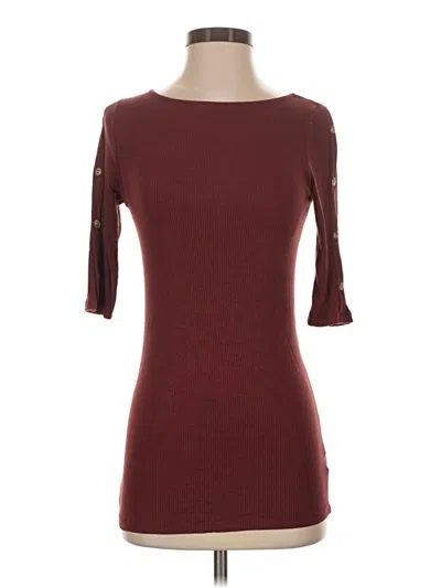 Pre-owned Pink Blush 3/4 Sleeve Top Burgundy Boatneck Tops