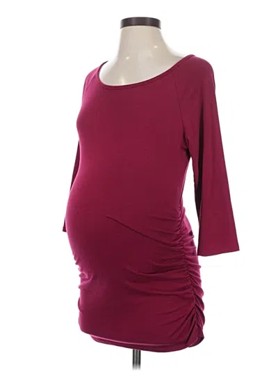Pre-owned Pink Blush 3/4 Sleeve T-shirt In Burgundy