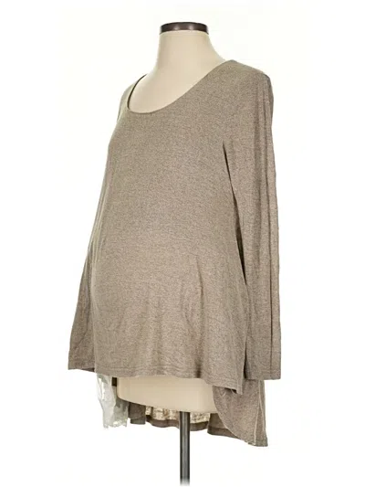 Pre-owned Pink Blush Long Sleeve Top Tan Scoop Neck Tops