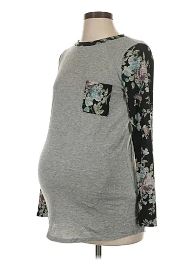 Pre-owned Pink Blush Long Sleeve T-shirt In Gray