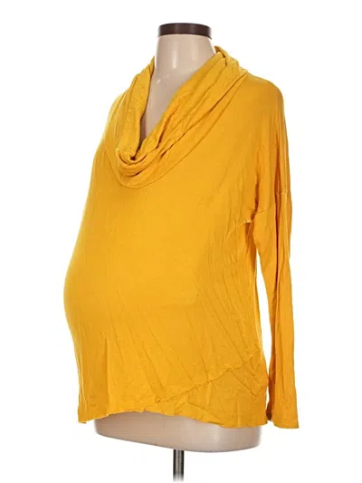 Pre-owned Pink Blush Long Sleeve Turtleneck In Yellow
