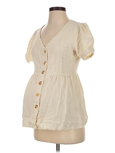 Pre-owned Pink Blush Short Sleeve Blouse In Ivory