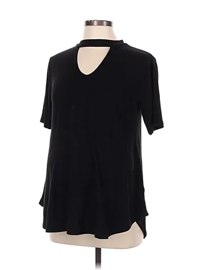 Pre-owned Pink Blush Short Sleeve Top Black Keyhole Neckline Tops