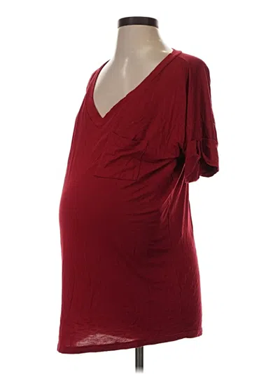 Pre-owned Pink Blush Short Sleeve Top Burgundy V-neck Tops