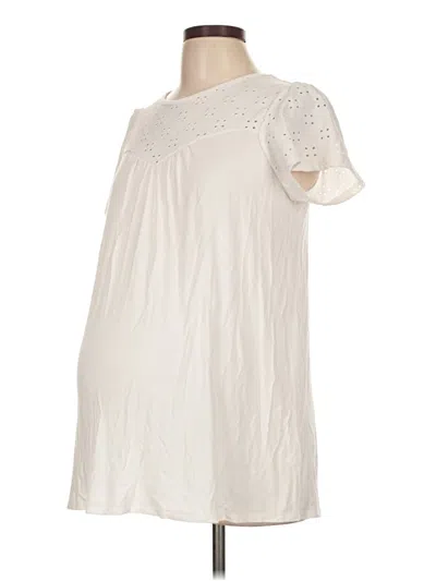 Pre-owned Pink Blush Short Sleeve Top Ivory Cold Shoulder Neckline Tops